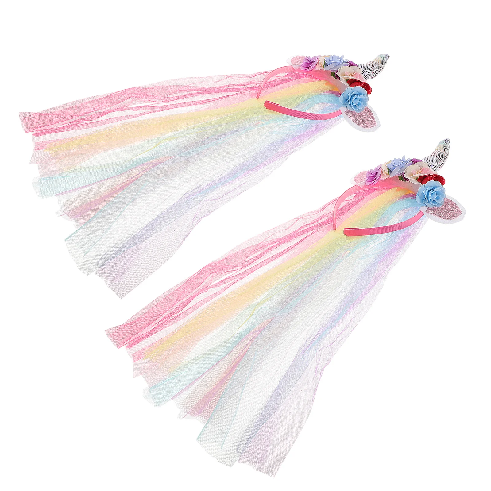 

2Pcs Unicorn Party Dress with Detachable Veil and Shiny Horn Headband for Kids Girls Holiday Carnival Birthday Event Fancy Dress