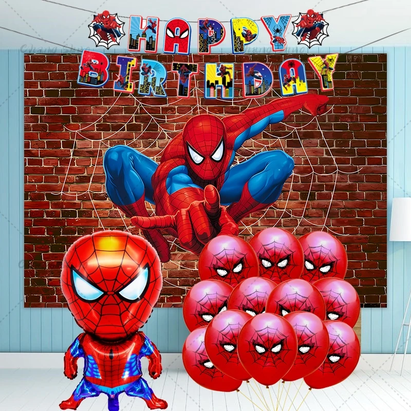 Palloncini per feste Spiderman Set tema supereroe Ballon in lattice decorazioni per feste di compleanno per bambini palloncino Baby Shower Air Globos