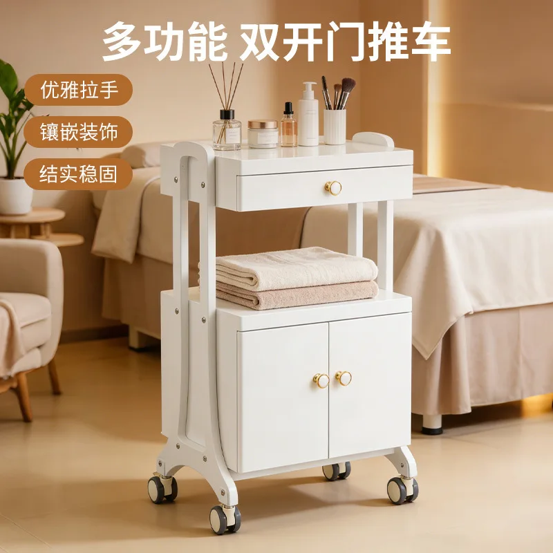 HT trolley mobile rack wooden board tool cart trolley dormitory office snack rack multi-layer storage