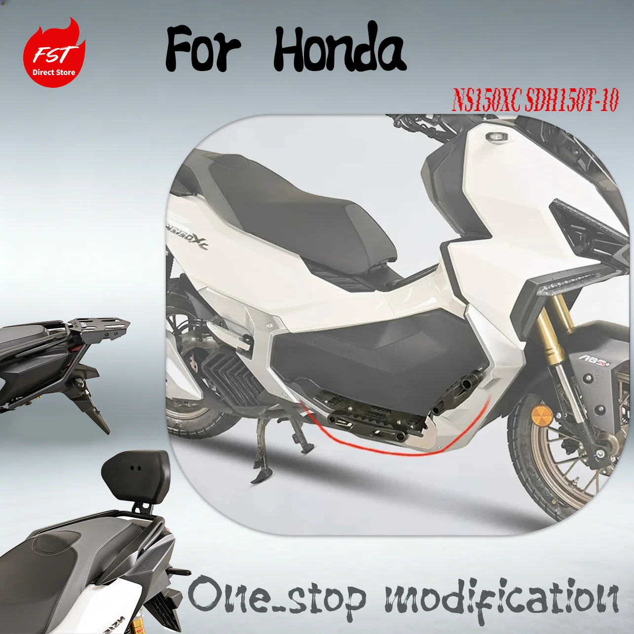 

Crash Bars Stainless Foot Pegs Anti-Fall Sliders Backrest Rear Rack for Honda NS150XC SDH150T-10 Scooter Modified Accessories