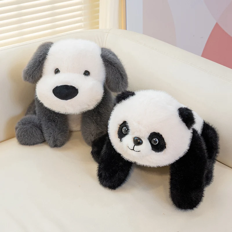 Roztomilý načechraný vlasy bílá šedá pes plushie panenka měkké plněné živočich štěně panda plyš hračka děťátko spací podhlavník dívčí děti dárky