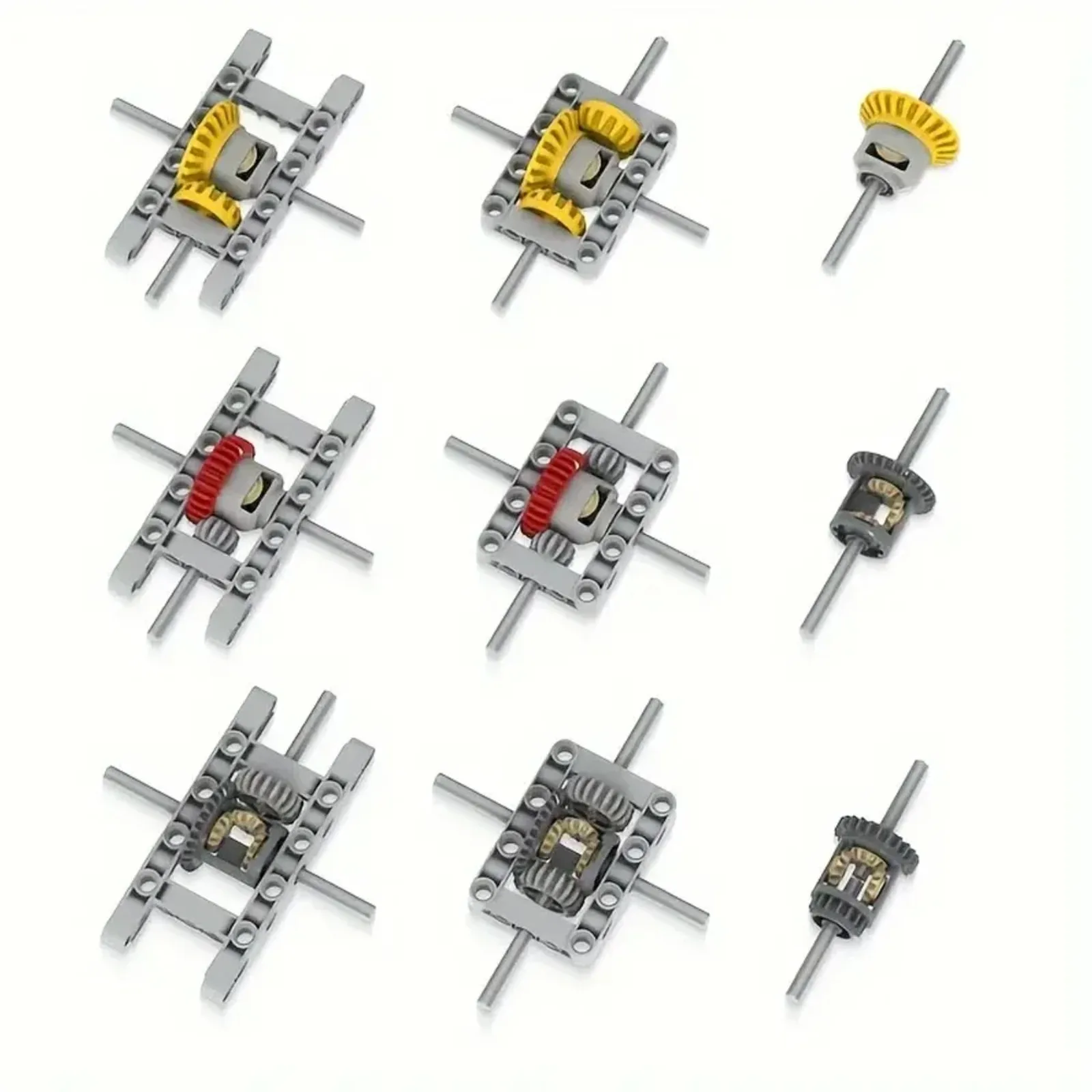 MOC-Bausteine, Differentialgetriebesatz – technische Teile mit Zahnrädern und Achsen