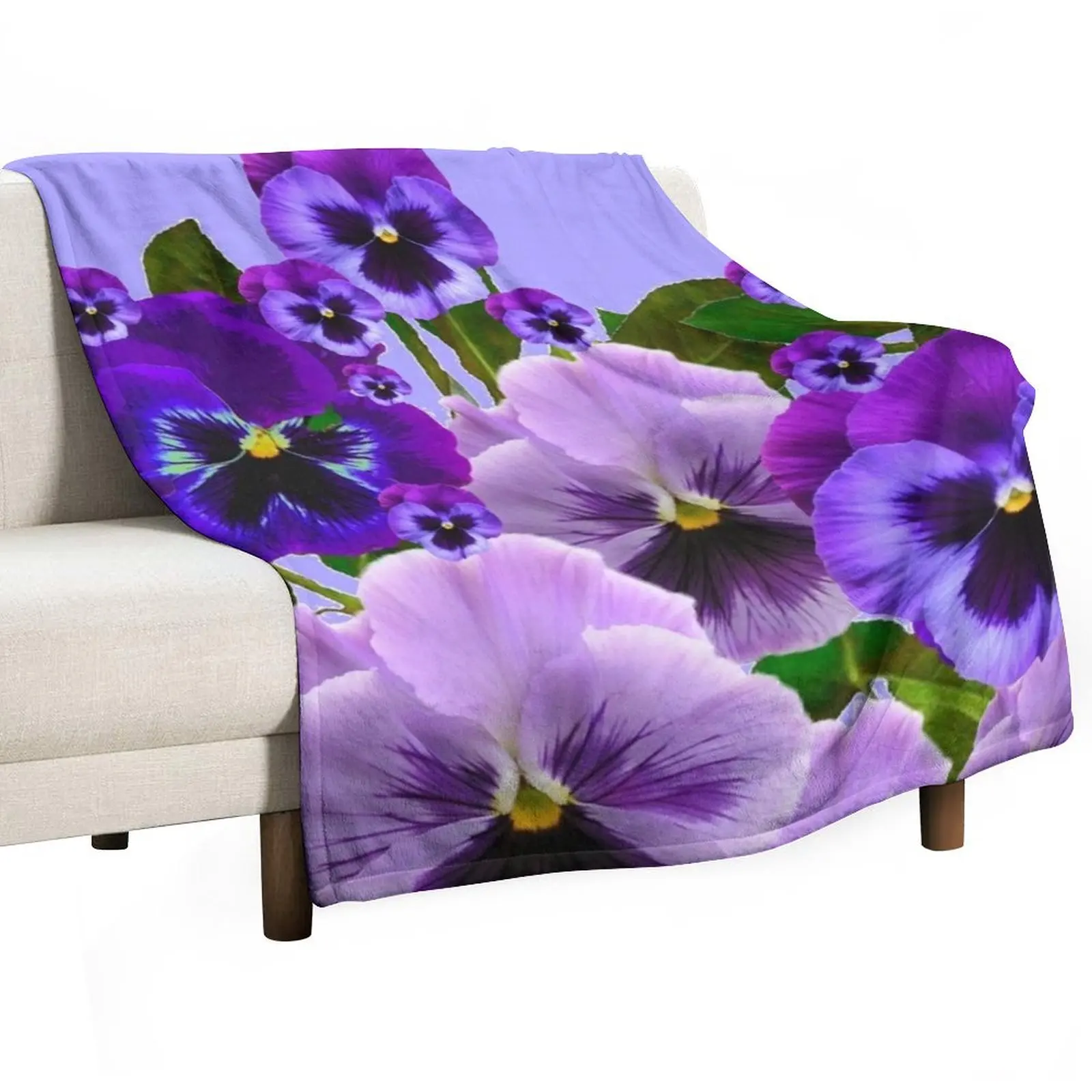 

TOUCH OFSPRING PINK- PURPLE PANSY FLOWERS Throw Blanket heavy to sleep Hairy Bed Blankets