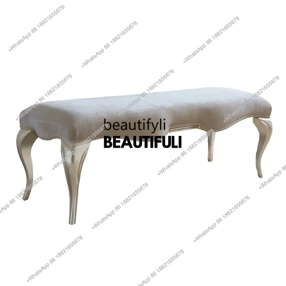 ss8350 American light luxury sofa chair bedside stool high-end living room bedside stool villa solid wood European bedroom pedal