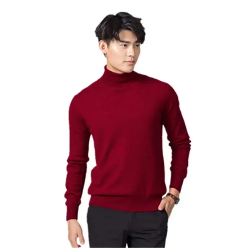 Pullover da uomo a collo alto in misto cotone Cashmere 2024 autunno inverno maglione quotidiano Jersey Hombre Pull Homme maglione lavorato a maglia