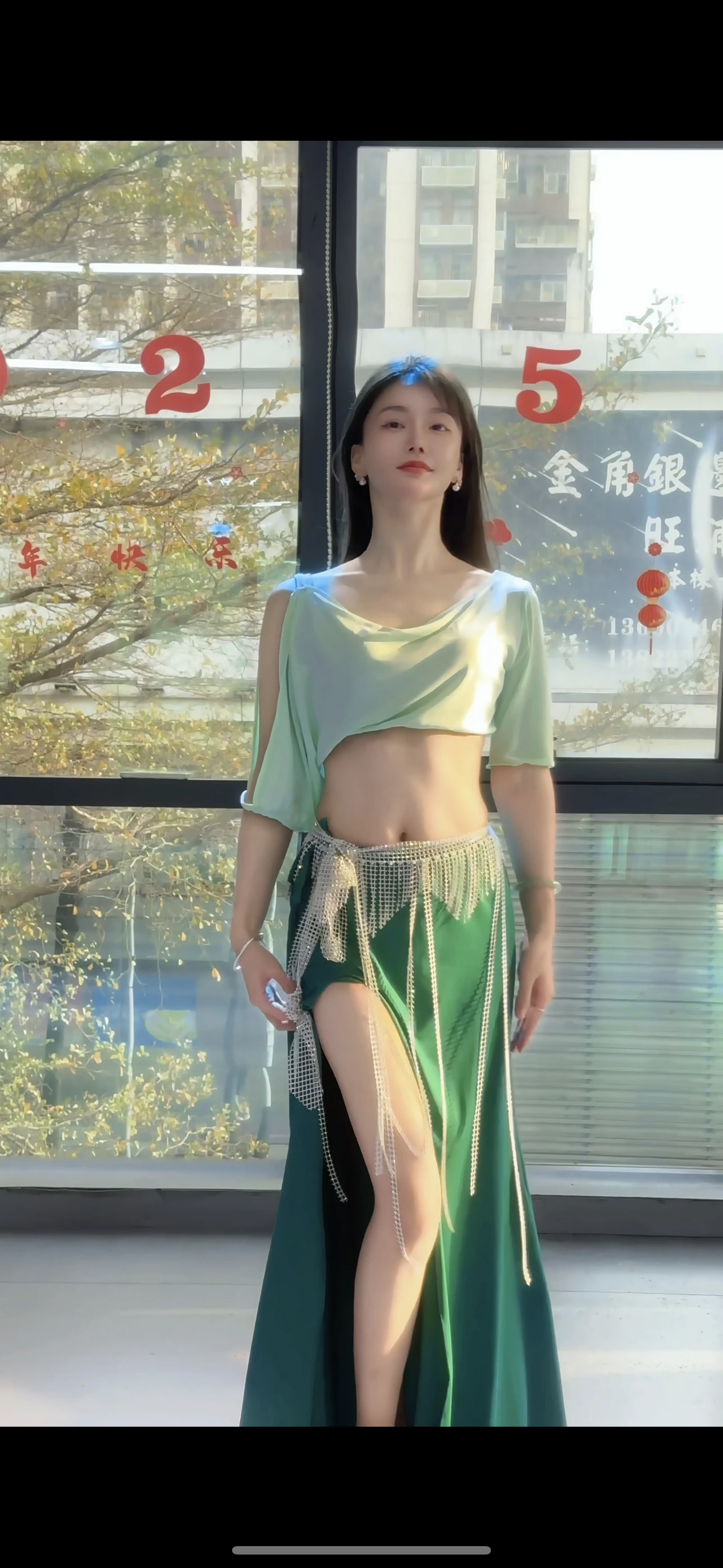 buikdansvoorstelling pak voor vrouwen afslanken en sexy temperament groene set voor volwassen oosterse dans oefenkleding