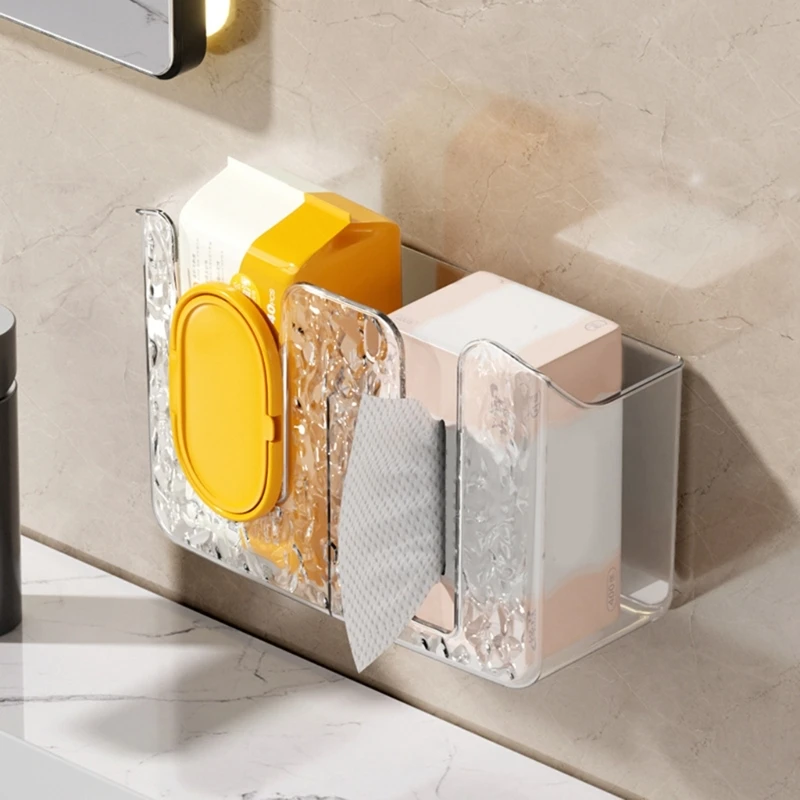 Clear ABS Plastic Wall Mounted Wet Wipes Duals Layer Dispenser Tissue Box Holder For Kitchen Bathroom D5BD