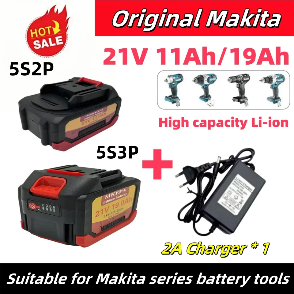 Makita New Exclusive 21 В 11 Ач/19 Ач замена аккумулятора для электроинструмента большой емкости, подходит для электрических отверток-дрелей Makita New Exclusive 21 В 11 Ач/19 Ач замена аккумулятора для электроинструмента большой емкости, подходит для электрических отверток-дрелей