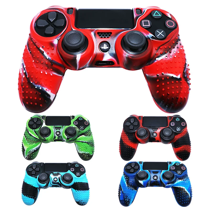 Two-color Non-slip Protective Cover Cases, Greatlizard Soft Rubber Shell Cover Gamepad Silicone Case For PS4 Controller Handle