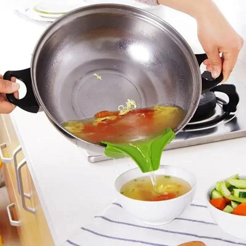 Creative Silicone FunnelTools Anti-spill Drain Pans Round Rims Deflector Liquid Funnels Soup Diversion Cooking Home Kitchen Tool