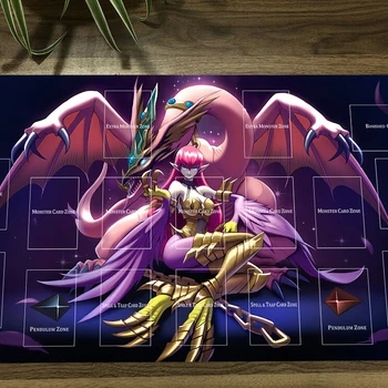 YuGiOh Harpie 레이디 & 애완 동물 드래곤 TCG 매트 트레이딩 카드 게임 매트 결투 CCG Playmat 안티 슬립 고무 마우스 패드 데스크 플레이 매트 60x35cm 