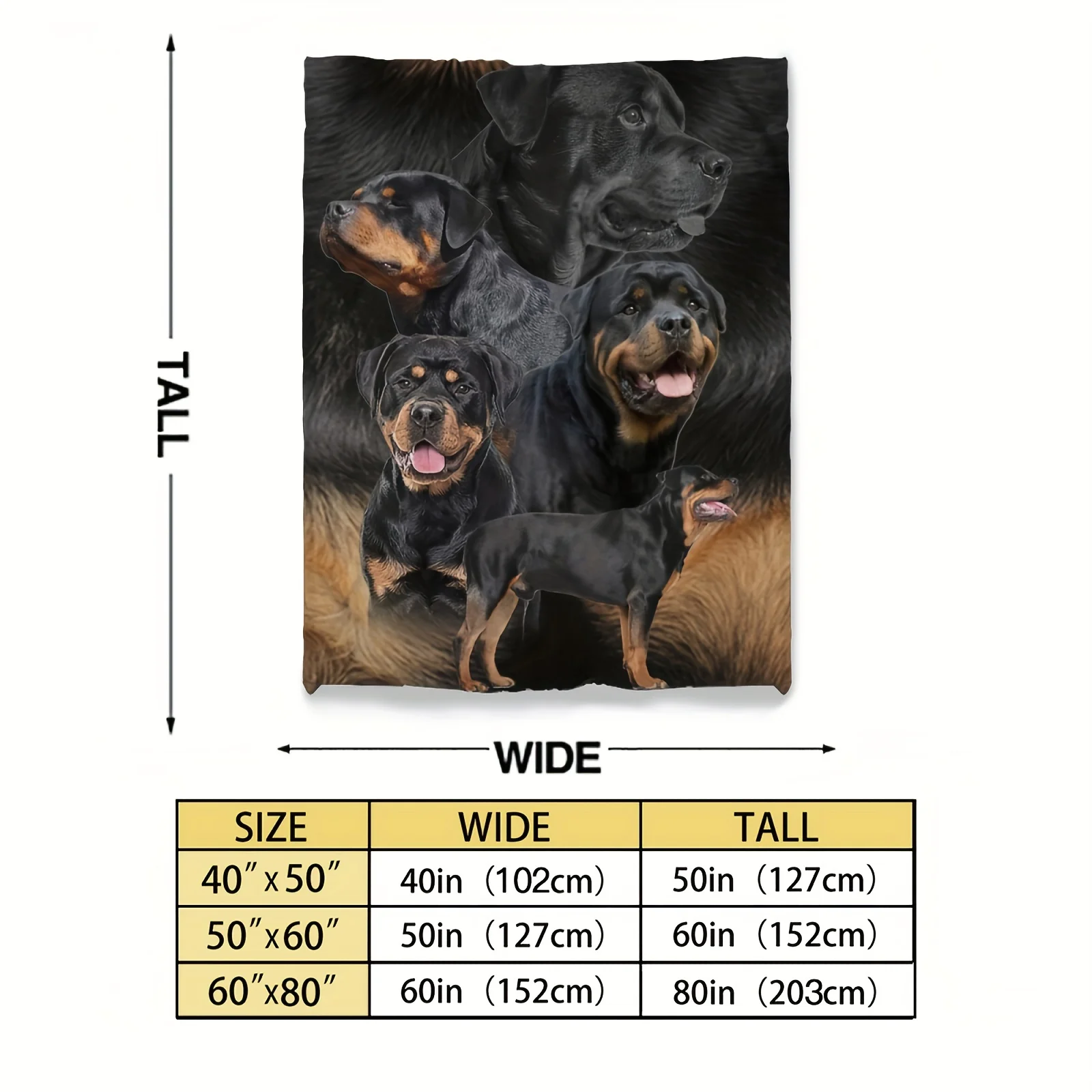 Rottweiler Print Blanket, Flannel Blanket, Soft Warm Throw Blanket Nap Blanket For Couch Sofa Office Bed Camping Travel, Multi-p