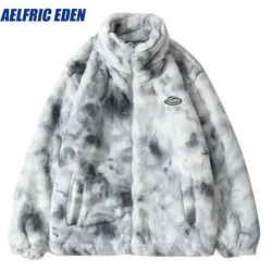 Aelfric Eden giacca in pile di pelliccia sintetica Streetwear uomo Hip Hop inverno Harajuku Tie Dye cuore Fuzzy giacche caldi cappotti Casual con cerniera