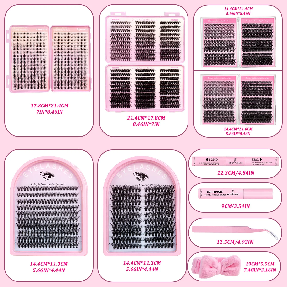 DIY-wimperverlengingsset Mixlengte Natuurlijke look Zacht met binding en afdichting Lijmverwijderaar Wimperclusters Pincet voor doe-het-zelfgebruik