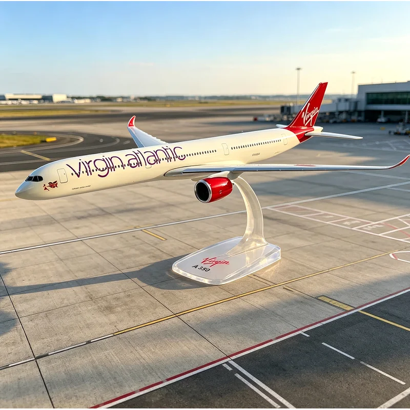 1/200 Scale Virgin Atlantic A350-1000 Airline Aircraft Assembly Plane Model Airplanes Toy Collection Display With Base Fans