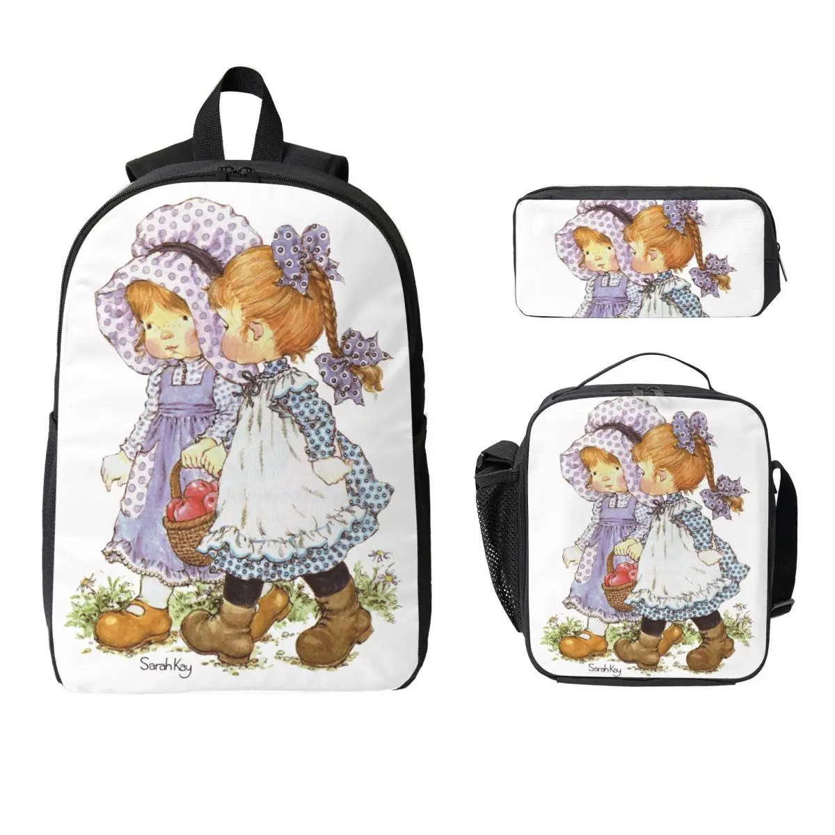 Sarah Kay Girl Backpack Student Boys Girls BookBag School Bag Laptop Shoulder Bags 3ps Insulated Lunch Bag Pencil Case