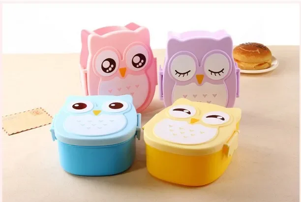 

Owl Shaped Lunch Box With Compartments Lunch Food Container With Lids Almacenamiento Cocina Portable Bento Box For Kids OK 0339