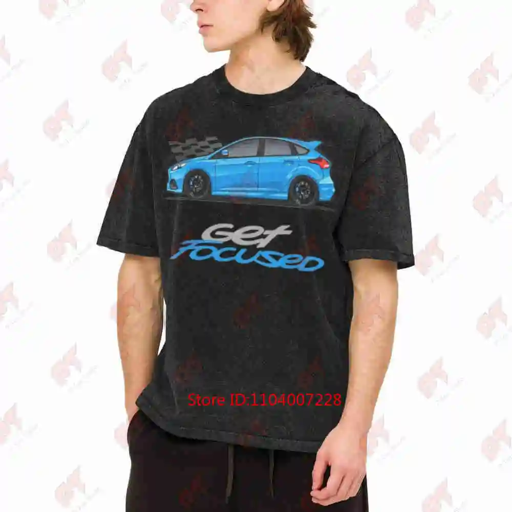 Blue Side Geometric Color Changing Vintage Washed Tee Pure Cotton T-Shirt