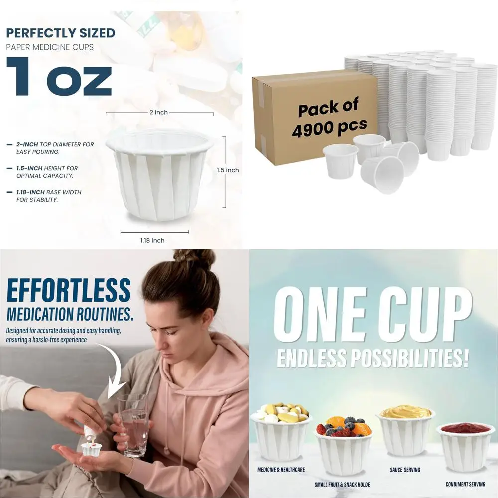 

Одноразовые бумажные стаканчики для лекарств, 1 унция, 4900 штук, стаканчики для приправ, стаканчики для таблеток, в стиле Soule Cup