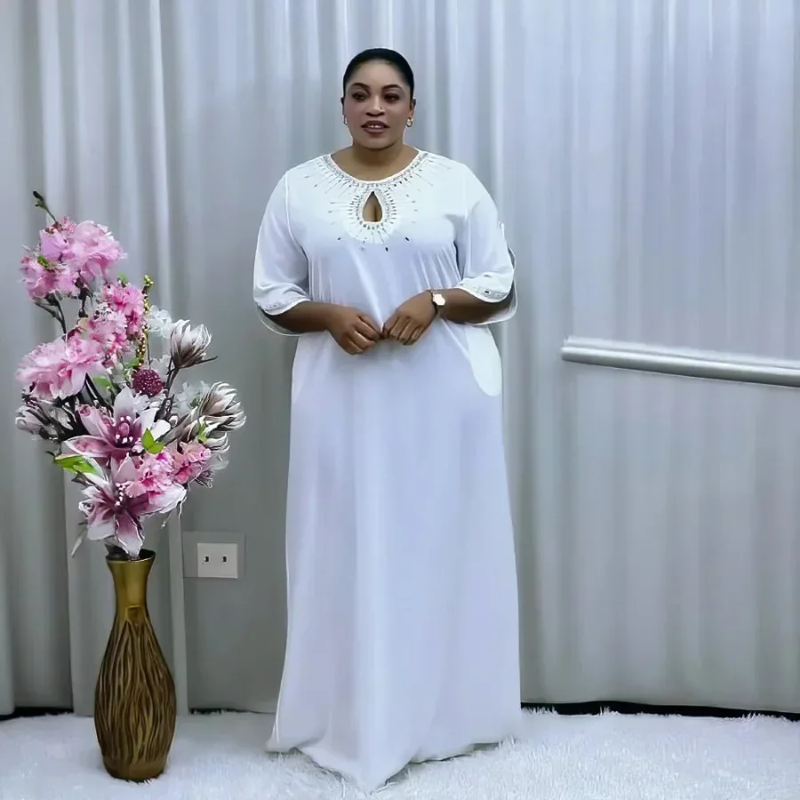 Vestidos de pavo para mujer, vestidos africanos de diamantes de imitación de lujo para mujer, estilo Morden, abaya, dubai, 2024