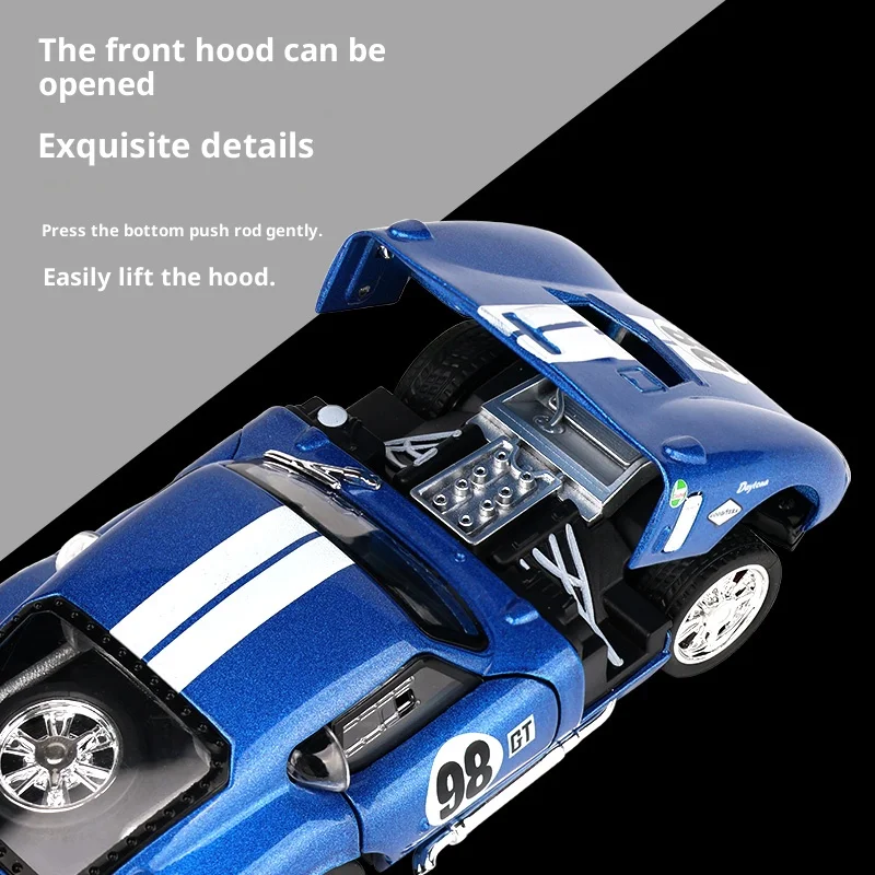 نموذج سيارة شيلبي كوبرا مصنوع من خليط معدني بمقياس 1:32 مع صوت وخفيف لعبة أطفال هدية عيد ميلاد للأولاد #6