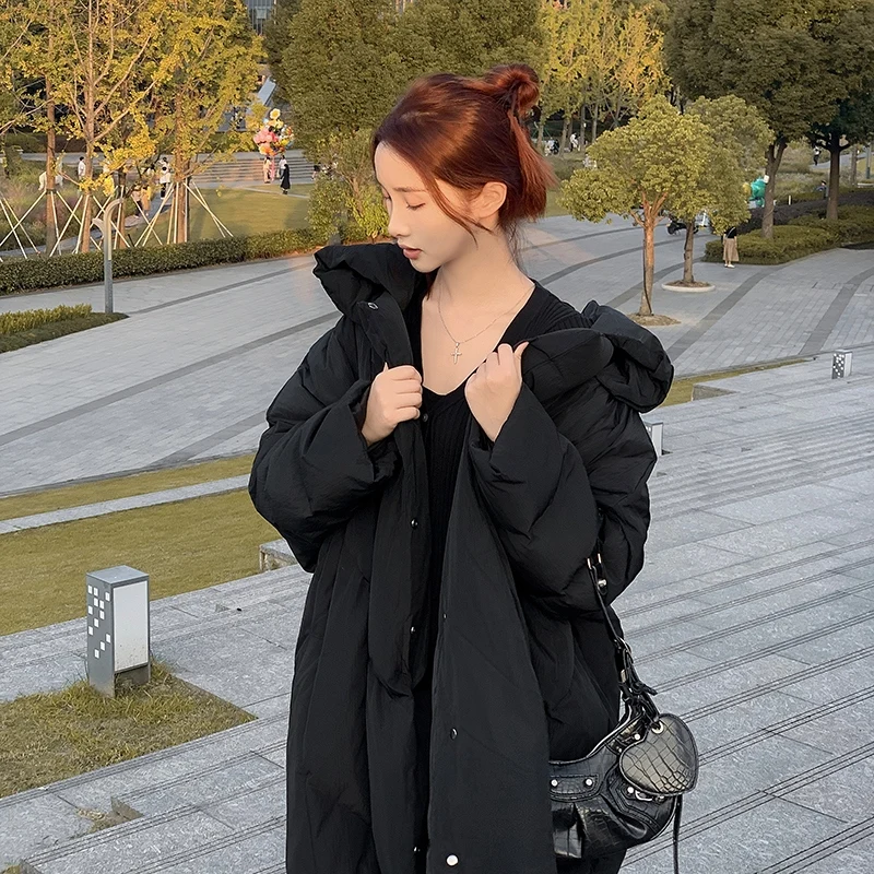 

New Autumn Korean Thick Warm Down Cotton-padded Jacket Women Winter Parkas Casual Mid-length Padded Clothes Loose Overcoat