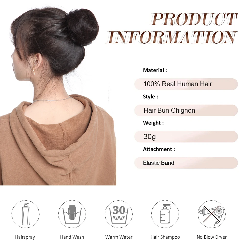 100% Human Hair Bun Donut Updo Clip In Hairpiece Drawstring Chignon Ponytail Extenstions Scrunchies Hair Piece For Women