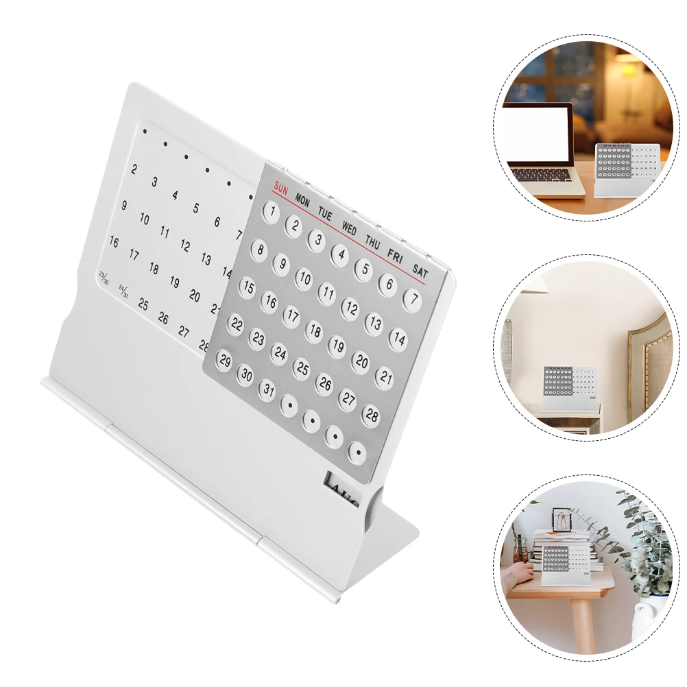 

2pcs Mini Desk Creative Aluminum Perpetual Adjustable Small Standing Decorative Desktop Calendar For Office Home Reusable Date