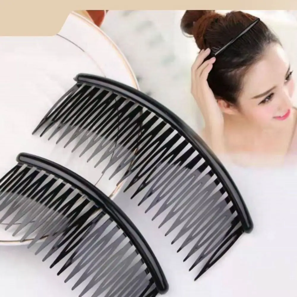 4 pcs Stylish Plastic Hair Combs 7 Cm Black Clear Hair Slides Slide Combs Women