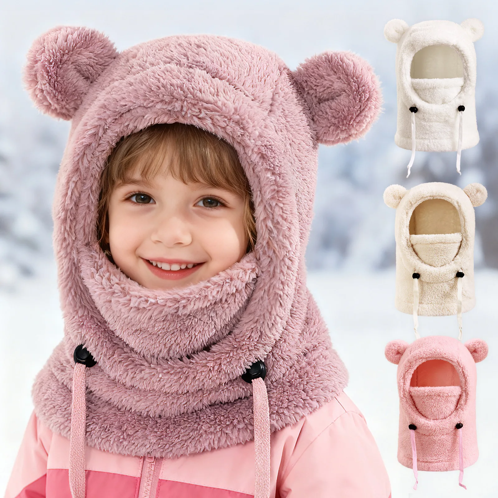 

Чехол для лица, кепка для шлема для детей, детские плюшевые шапки-балаклавы, ветрозащитный чехол для шеи, защитная шапка для ушей, шарф, цельная шапочка