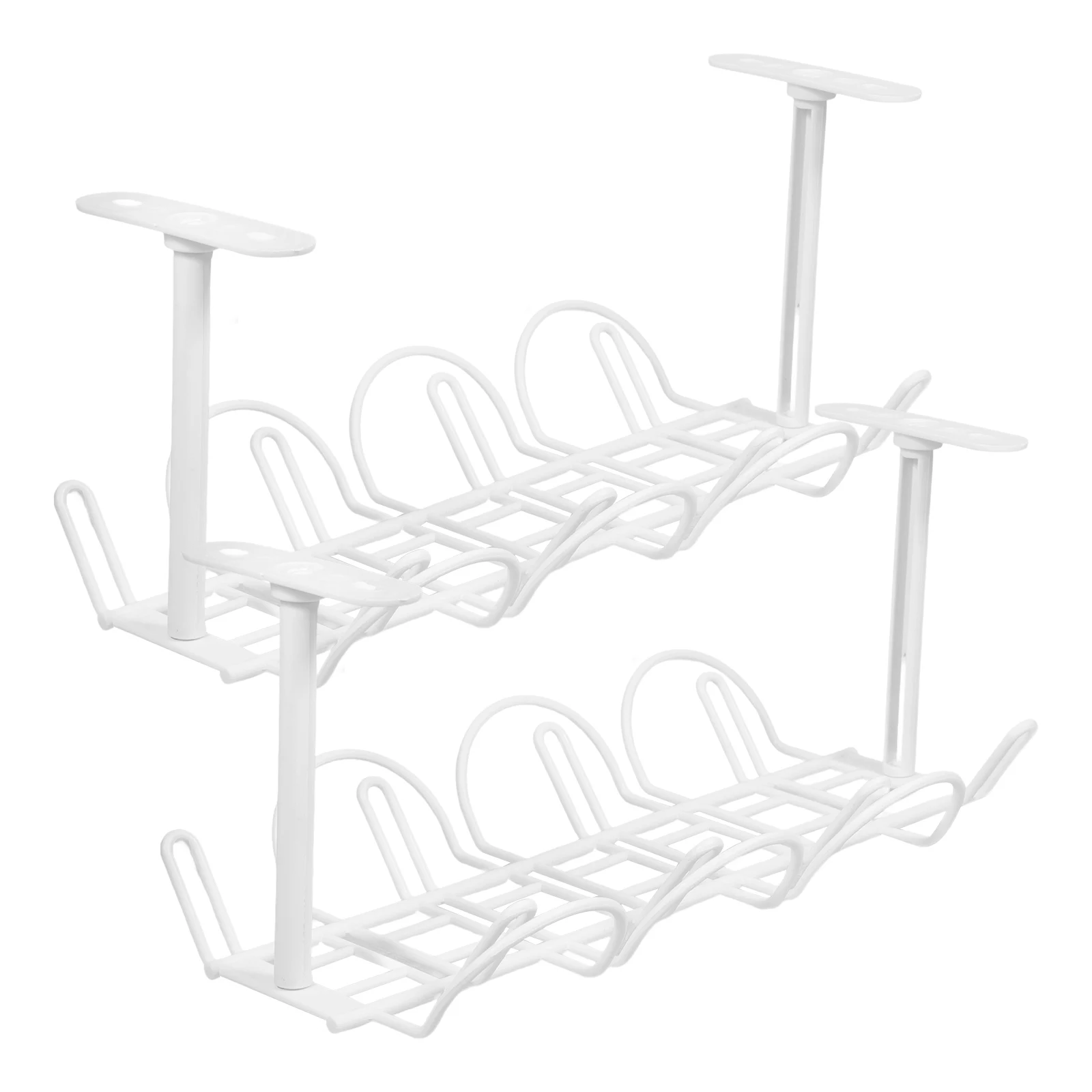 

2 Sets Plug-in Rack Cord Basket under Desk Holders for Cables Wire Organizer Office Desks Table Management Plastic Under Desk