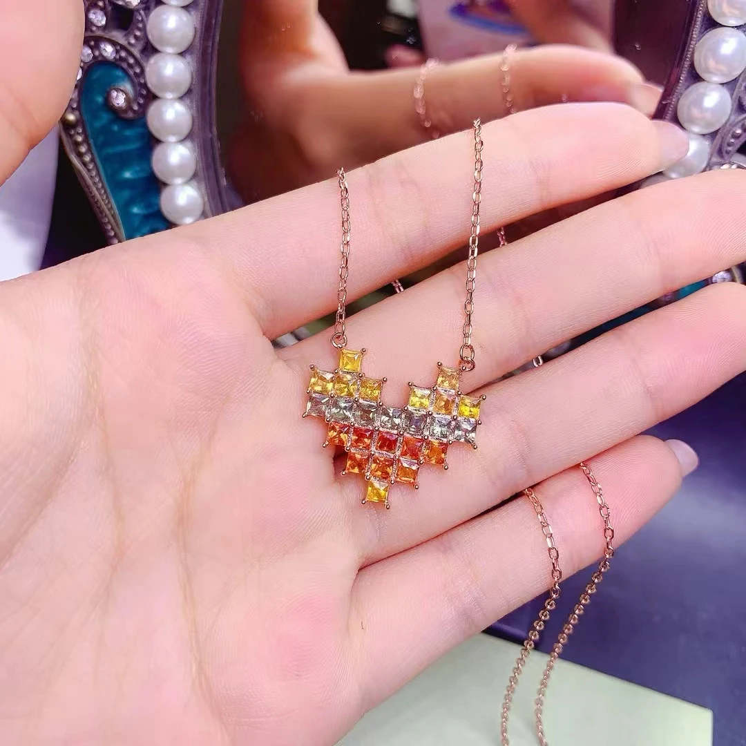 

KJJEAXCMY High quality Natural Colored Sapphire Pendant S925 Silver Inlaid Simple Jewelry Palace Fashion Design Women's Jewelry