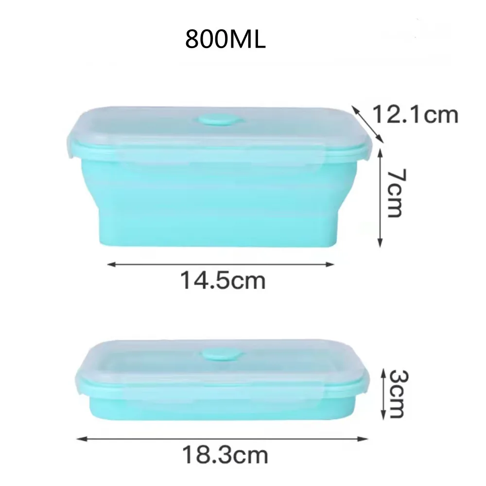 Folding Silicone Lunch Box Portable Microwave Plastic Storage Container