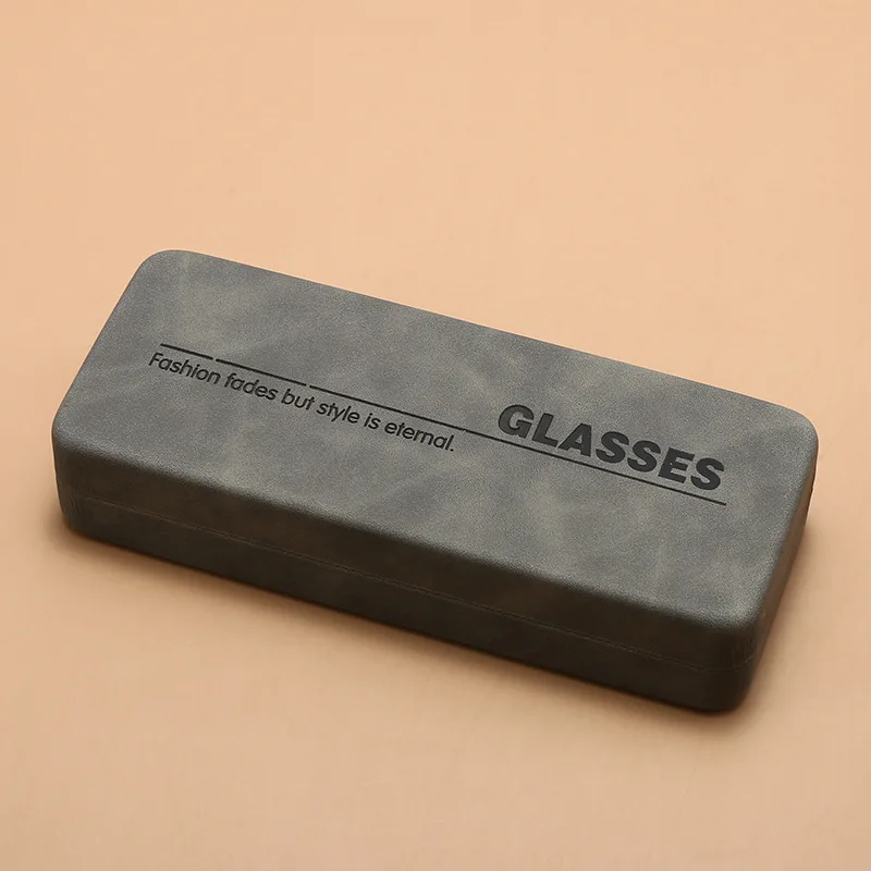 Fashionable, Simple and Trendy Rectangular Leather Portable Anti-Stress Hard Shell Glasses Case