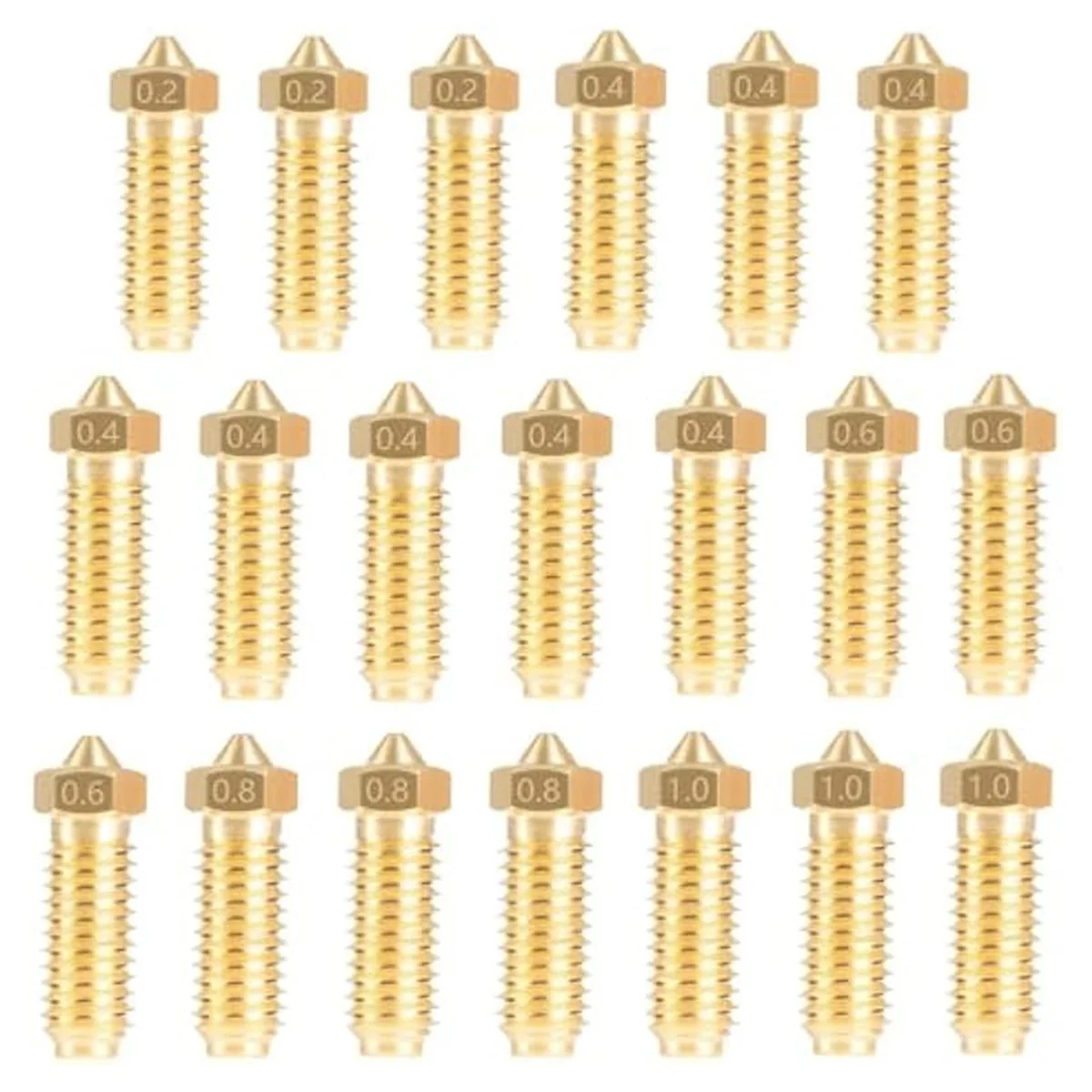 

ADP-20PCS Barss Nozzles Kit for 3, 3D Printer 8PCS 0.4mm and 3PCS 0.2mm, 0.6mm, 0.8mm, 1.0mm Nozzles Kit