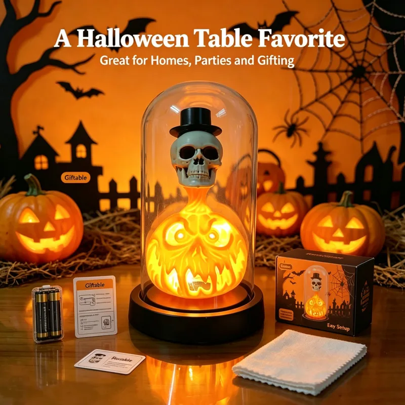 Halloween LED Pumpkin Skull Candle, Lamp Ghost Light Bar Party, Table Ornament Haunted House Horror, Home Decor Prop Decoration