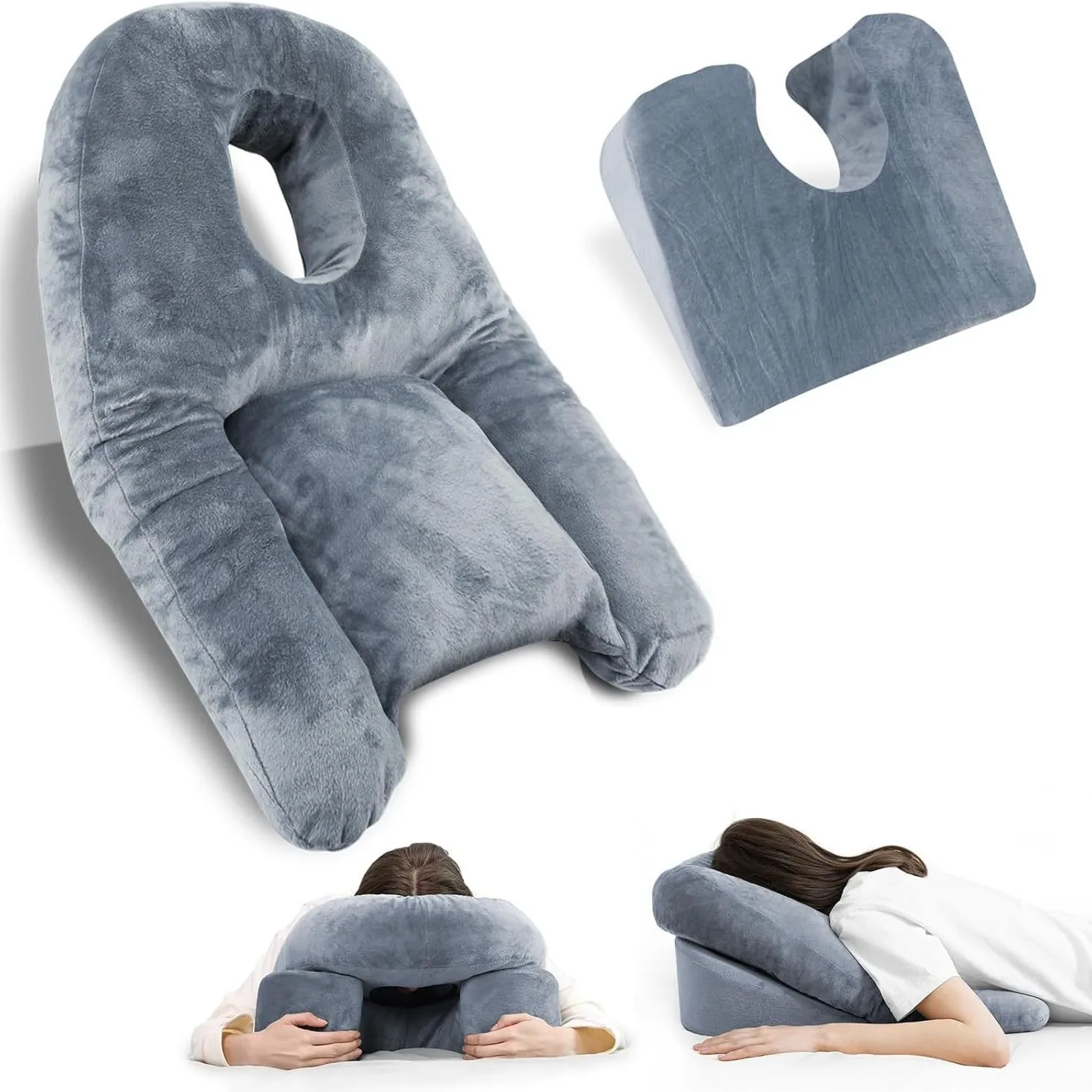 

Подушка для сна на животе после операции на глазах, с 3 отверстиями для легкого дыхания, из пены с эффектом памяти, со съемным чехлом.