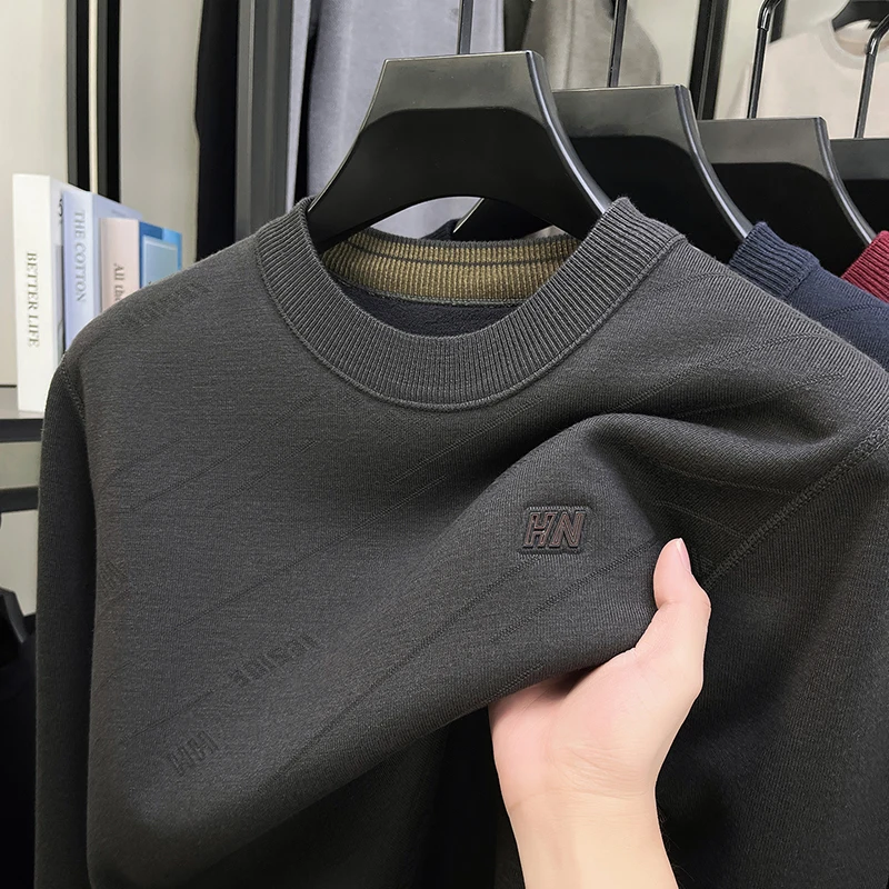 

Men's Winter 2025 New Knitted Sweater with Thickened Round Neck and Velvet for Warmth Undercover