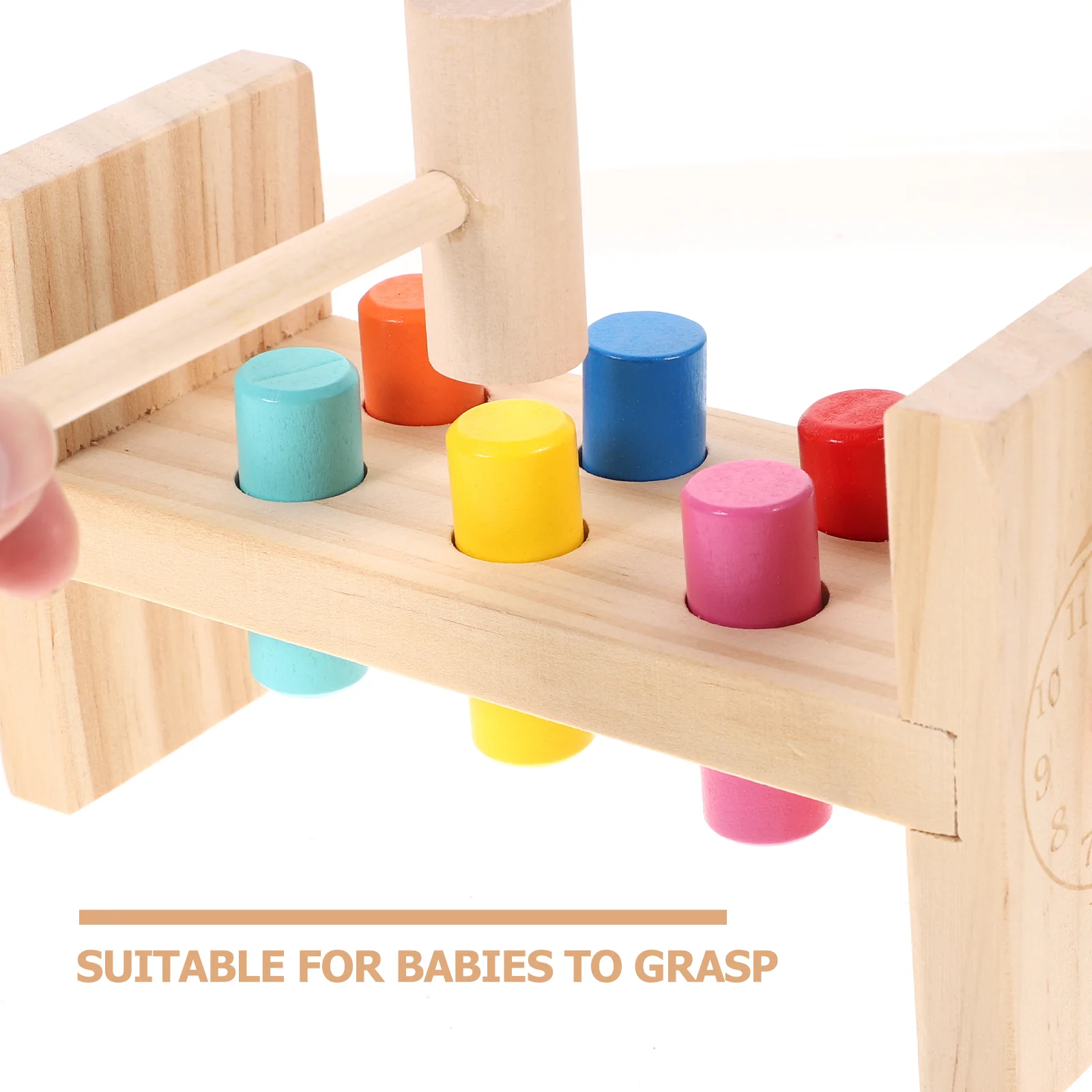 Martillo de madera, juguete, reloj de reconocimiento, juego de taladrar, suministro educativo preescolar, habilidades motoras finas, tiempo de agarre para bebé, cognición