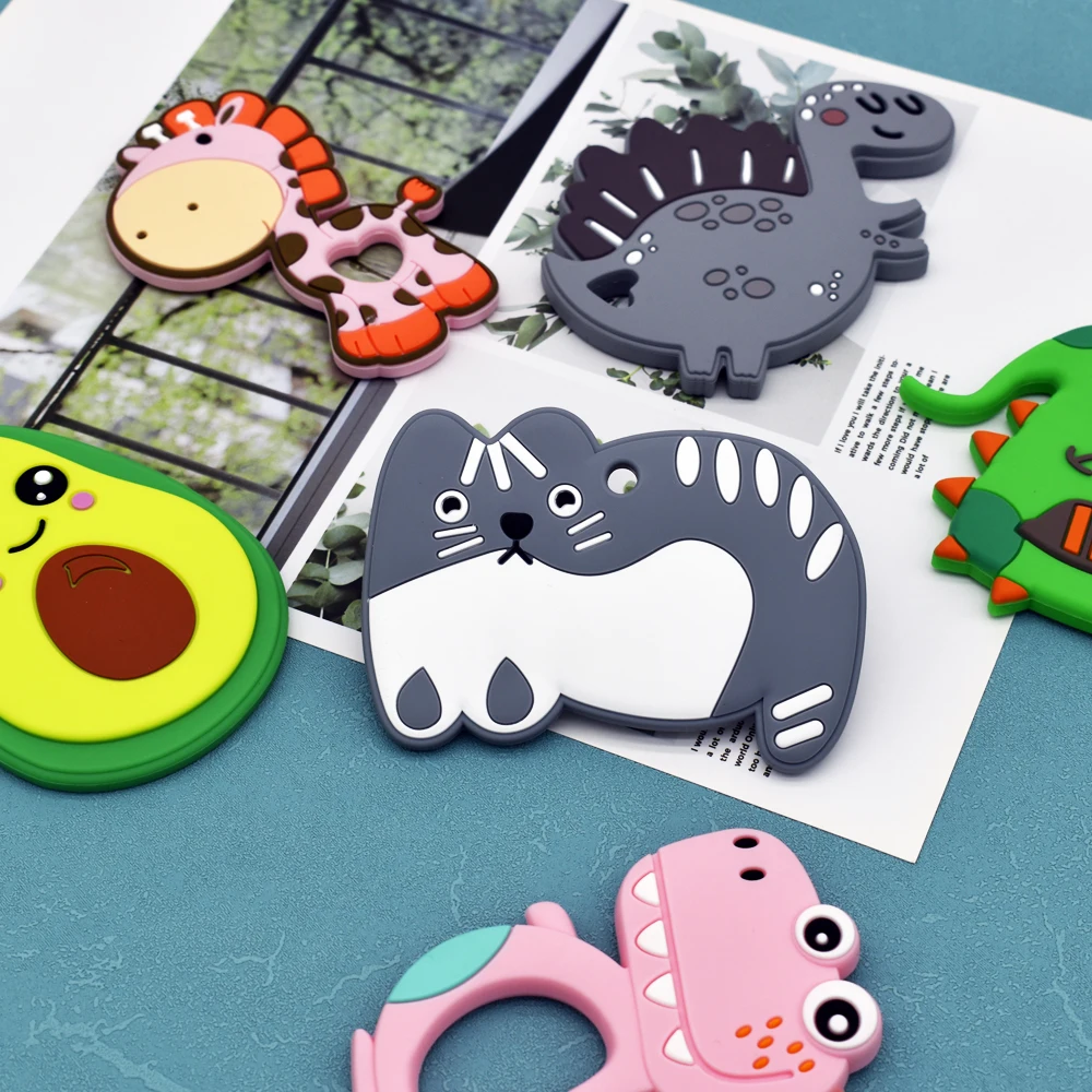 Food Grade Silicone Teethers Cartoon Animal Dinosaur Shaped Baby Teether Rodent Nurse Accessories For Newborn Baby