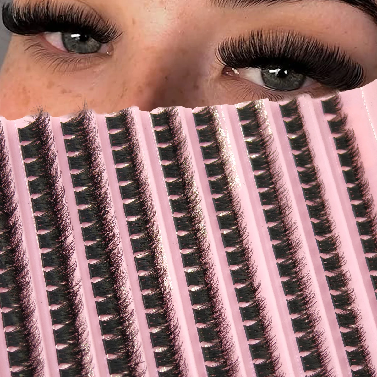 HBZGTLAD New 10 Rows 9D diy Fluffy Cluster Lashes Thick Eyelash D/DD Curl 9-16mm Mix Individual Lashes DIY Lash Extensions