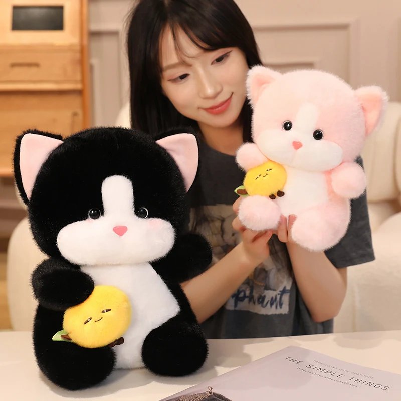 

23/32/45 см очаровательный лимонный кот плюшевая игрушка кошка с фруктами лимонная кукла черный розовый кот мягкая игрушка в виде животного детский подарок на день рождения