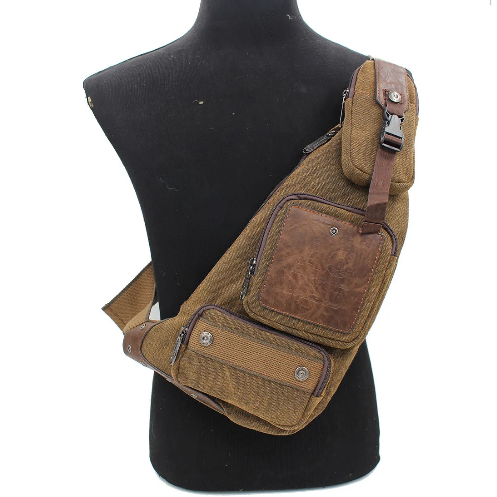 Sling Chest Back Pack Male Cross Body Bags Travel Trend Multi-purpose Men Canvas Assault One Shoulder Rucksack Messenger Bag