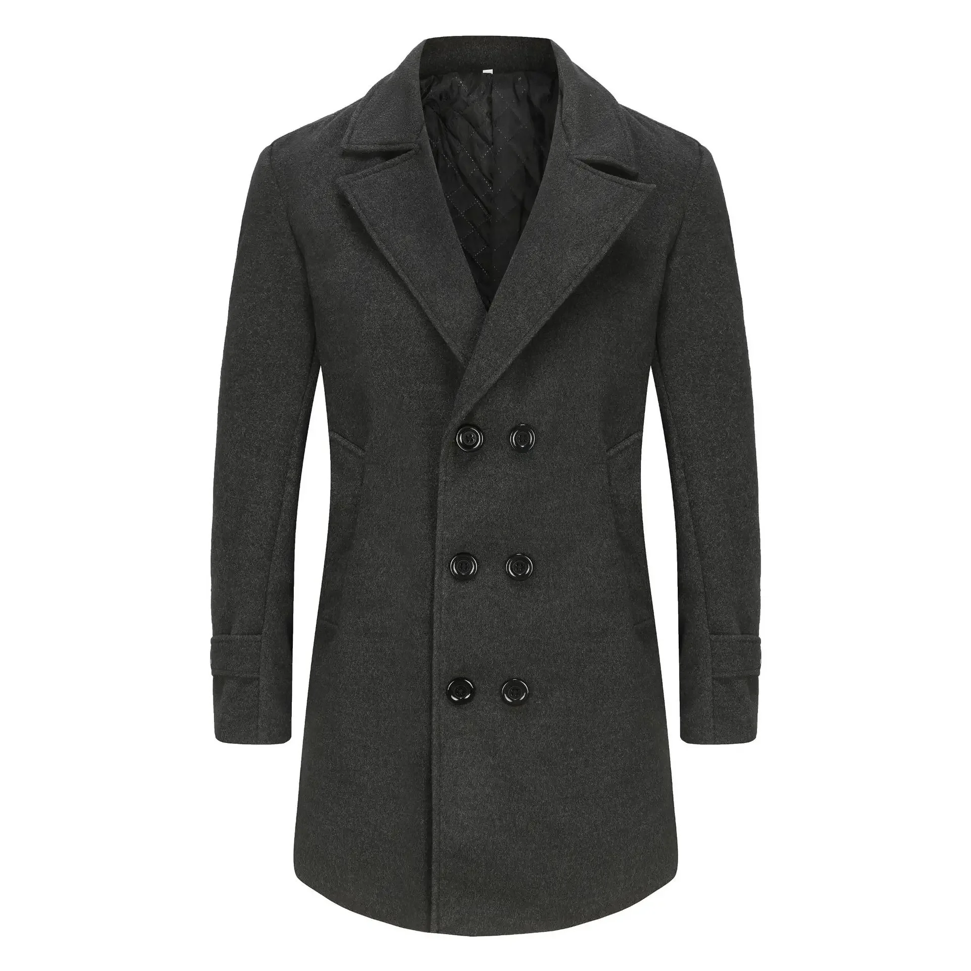 Men's British Woolen Overcoat in Autumn and Winter, European and American Fashion, Double-breasted, Medium and Long Style Coat