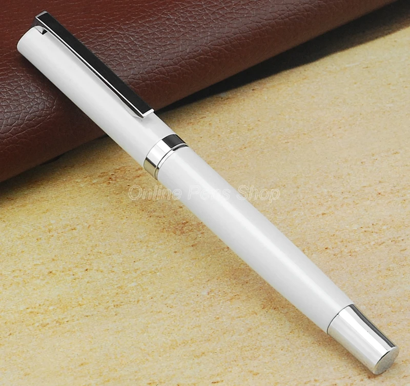 Baoer White & Silver Fountain Pen M Nib 0.5mm For Writing Pen BFP002