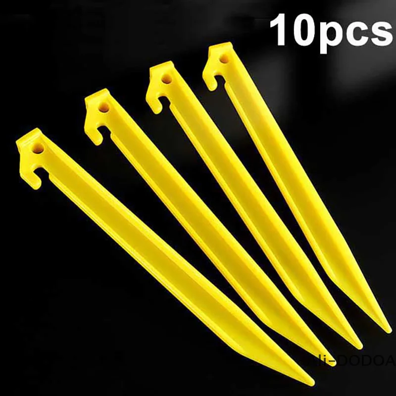 

10Pcs Bucket Plastic Nails Tent Tarpaulin Ground Camping Yellow Tent Pegs Accessory Outdoor Fixing Pegs Travel