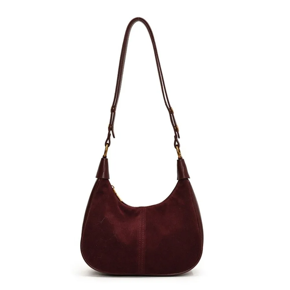 

Fashion Faux Suede Hobo Bag Soft Adjustable Straps Shoulder Purse with Zipper Small Satchel Crossbody Handbag