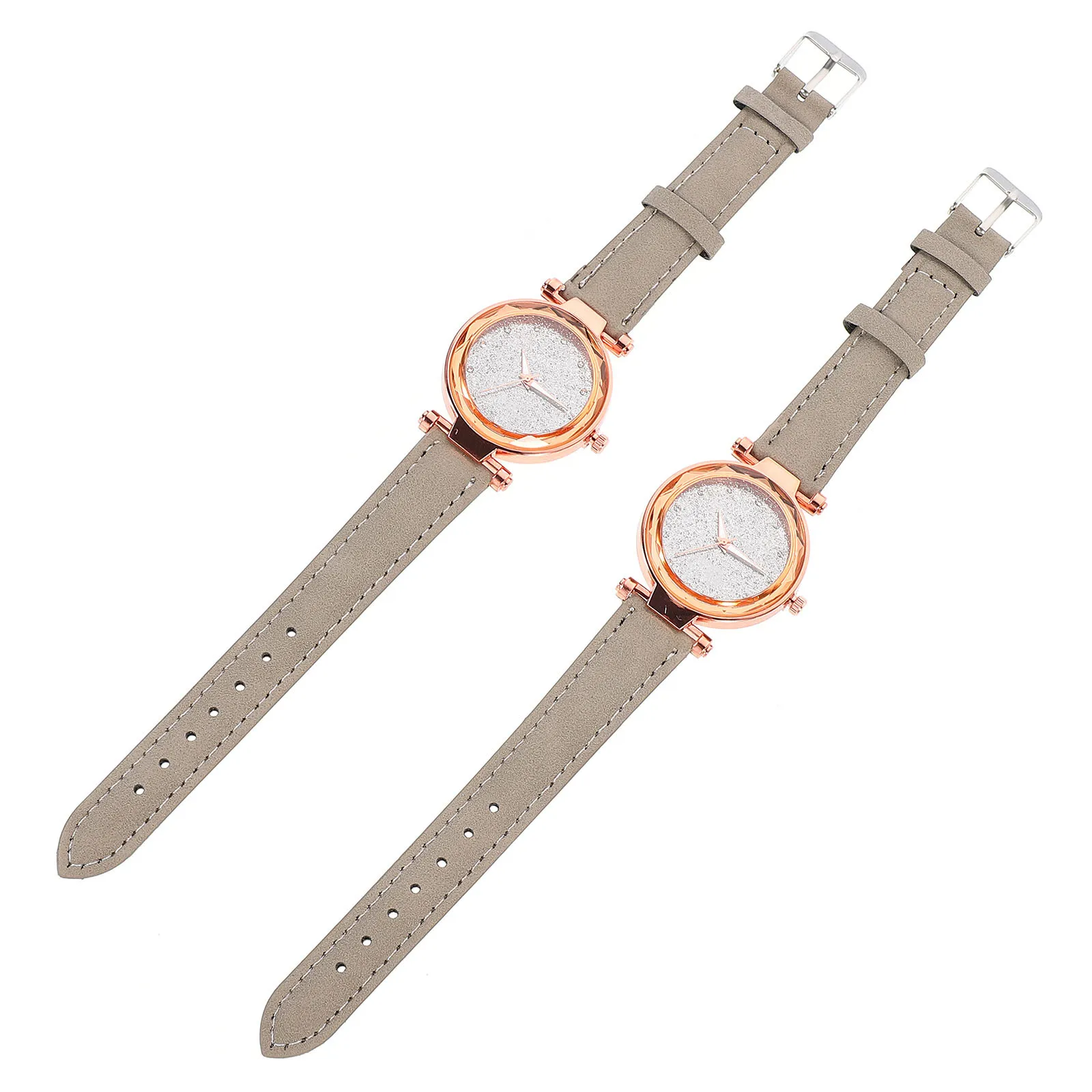 قطعتان من الساعات المضيئة للجنسين باللون الرمادي وحزام من جلد الغزال وساعة عصرية أنيقة ومتينة للرجال والنساء
