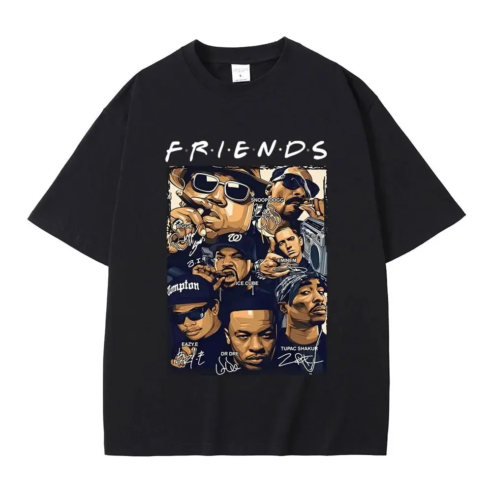 Friends The Notorious Big Biggie Smalls Snoop Dogg Eminem Ice Cube Eazy-E Dr.Dre Tupac 2Pac T-shirt Men Hip Hop Vintage Tshirt