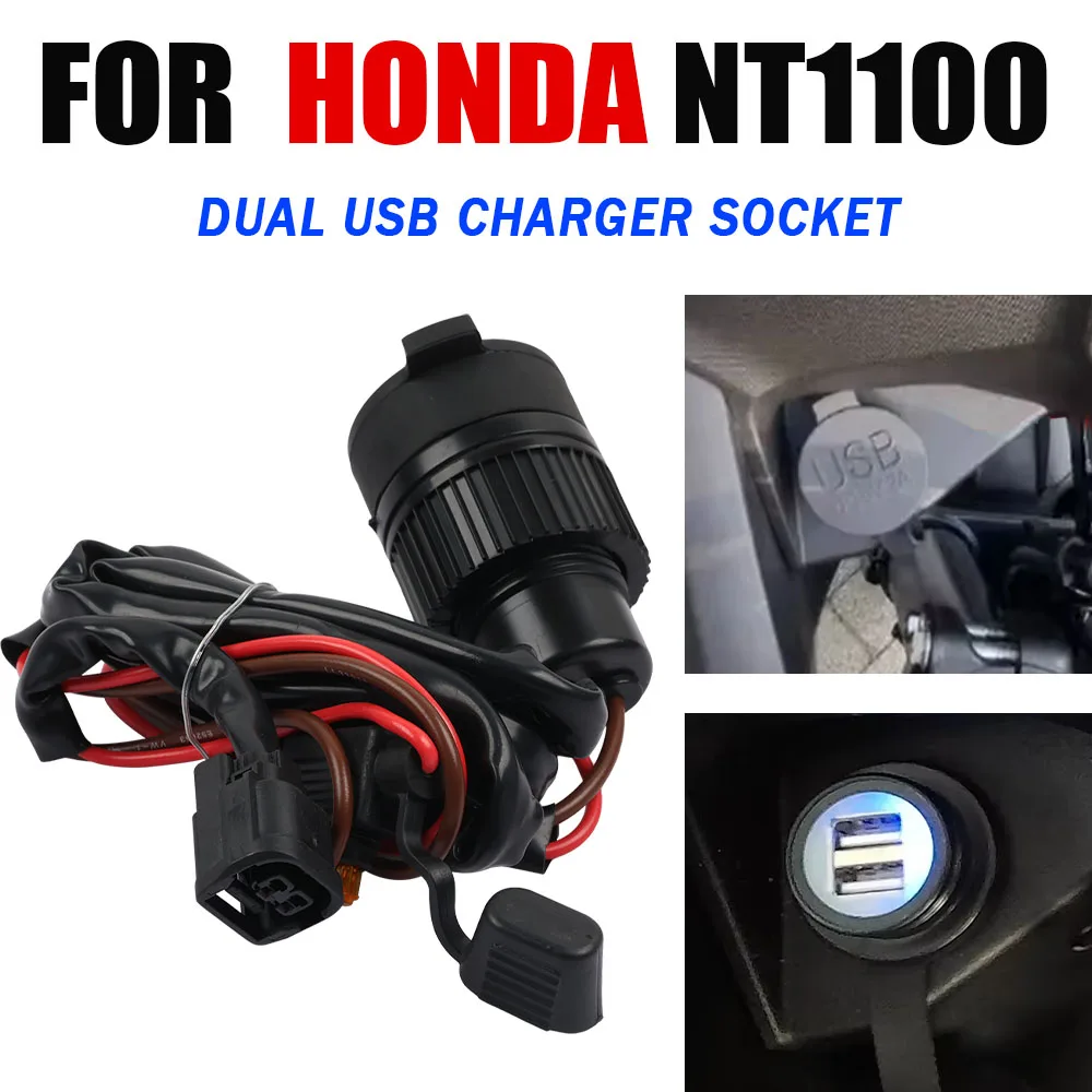 USB For Honda NT1100 NT 1100 Motorcycle Accessories Dual USB Charger Interface Impulse Port Plug Socket Outlet Power Connector